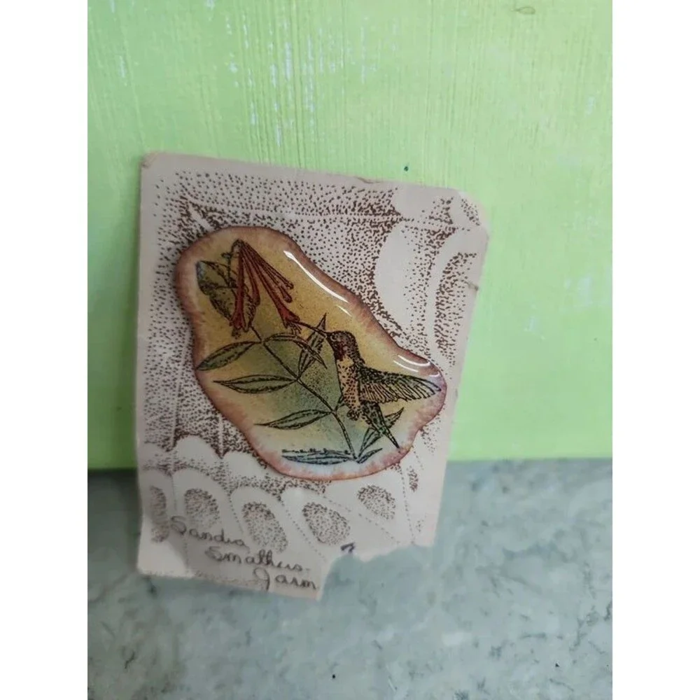 serenity Hummingbird and flowering vine brooch